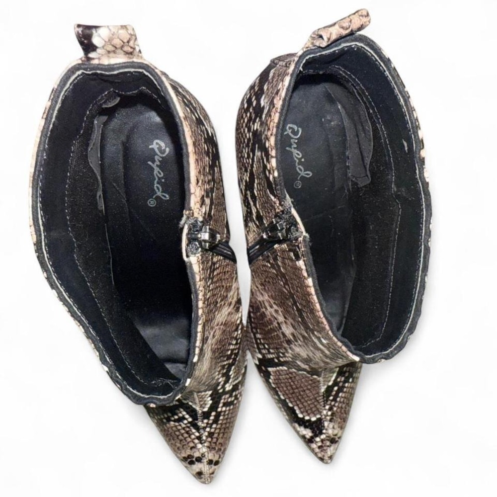 WILD & EXOTIC FAUX SNAKESKIN ANKLE BOOTS HIGH HEELED LADIES 10 - Picture 5 of 7